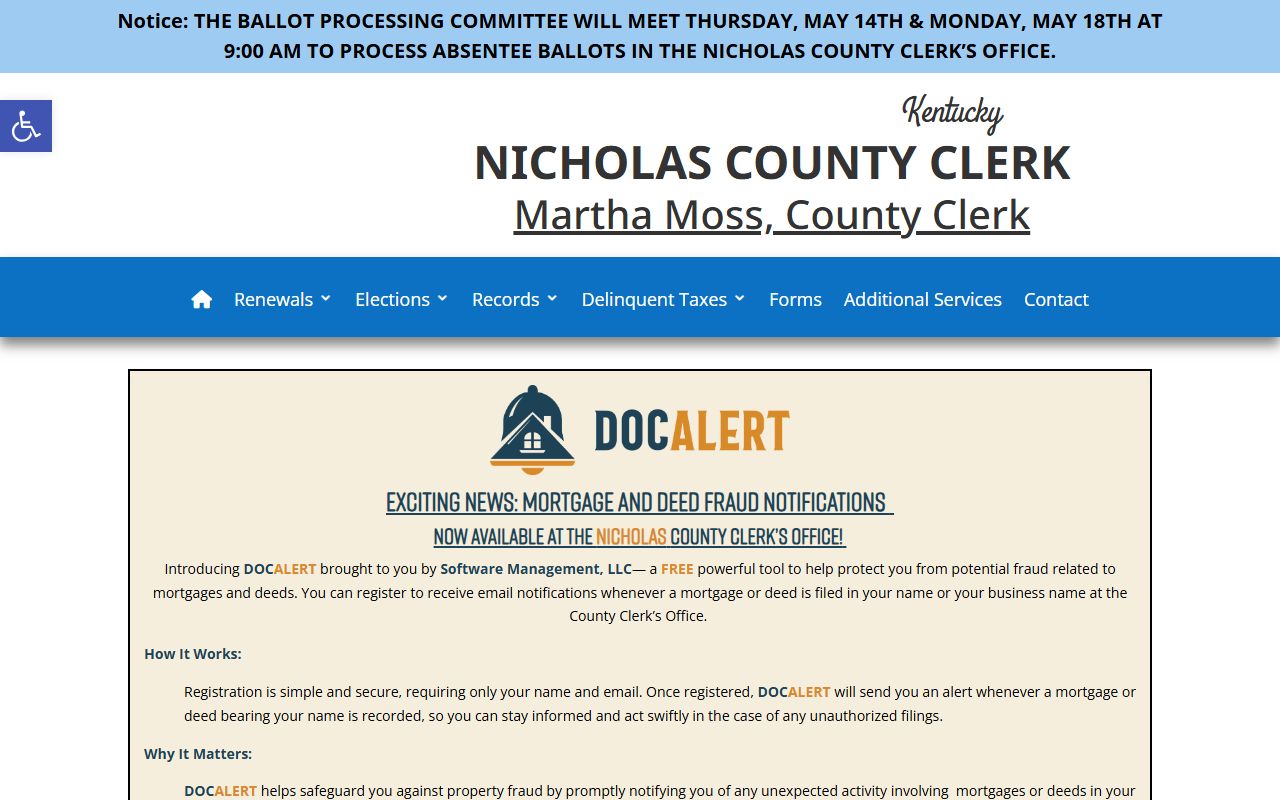 Nicholas County recorded instruments and county clerk records