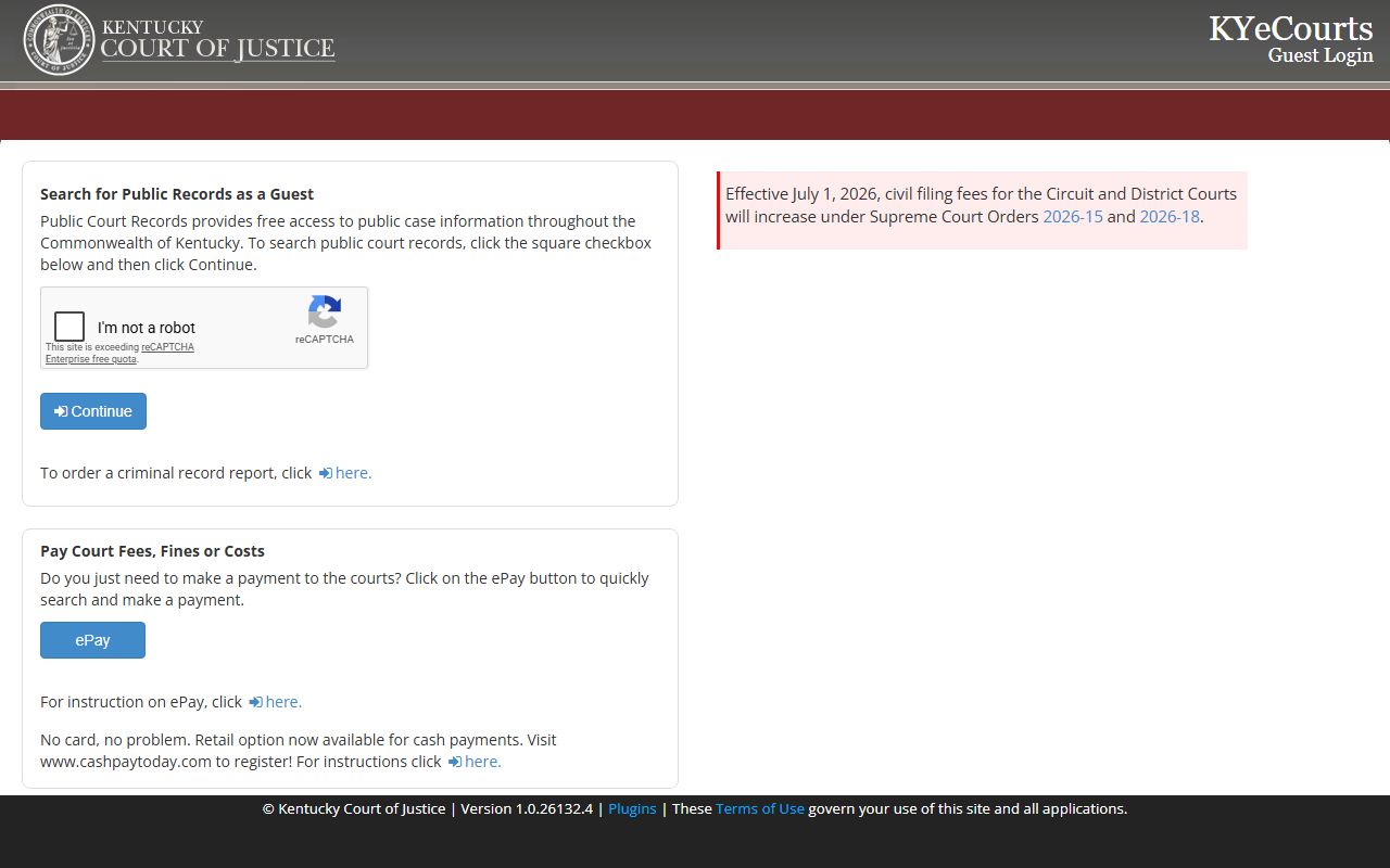 Nicholas County court records KYeCourts guest search login