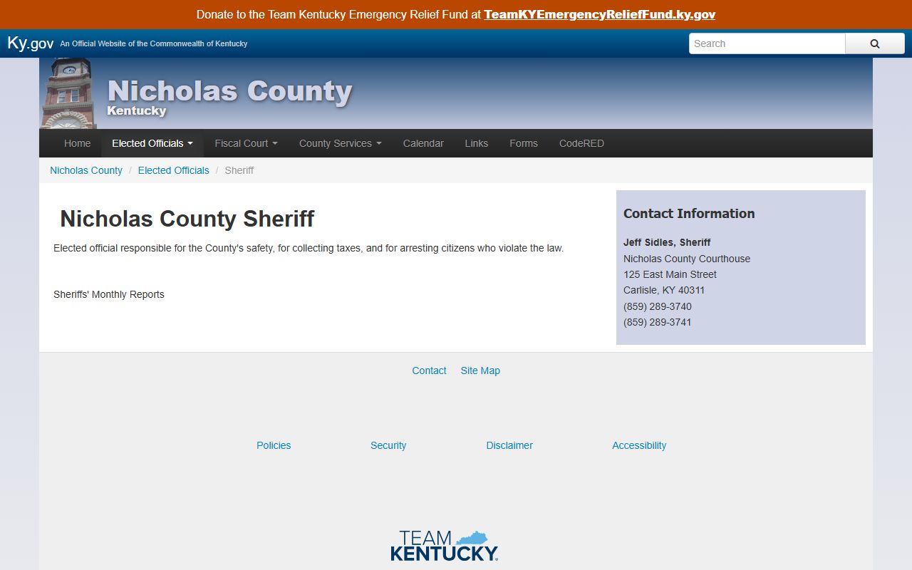 Nicholas County court records sheriff page