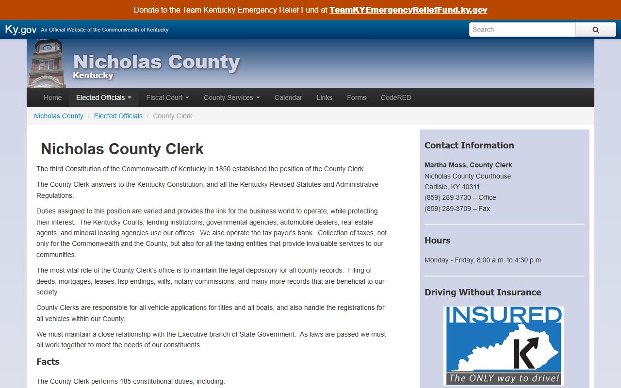 Nicholas County court records county clerk page