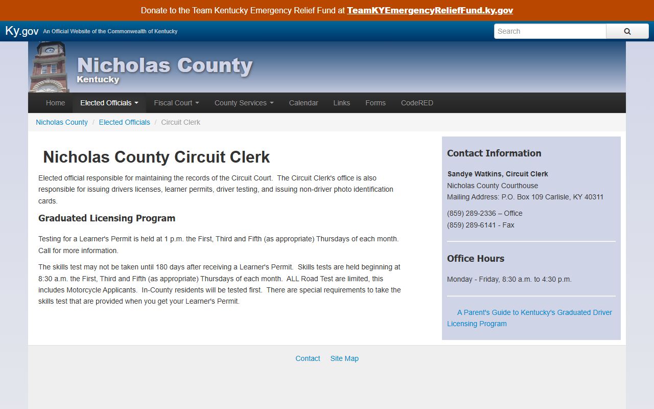 Nicholas County court records Circuit Clerk page