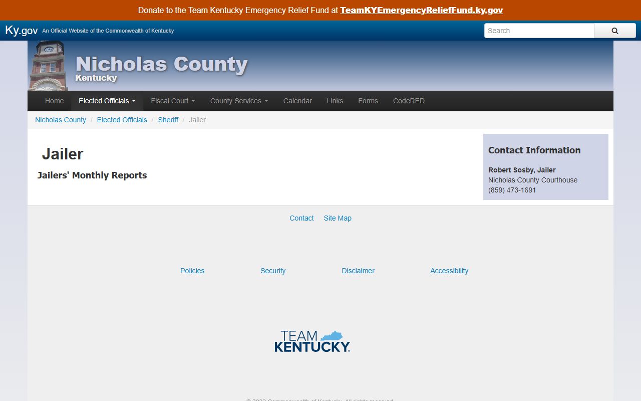 Nicholas County court records jailer page