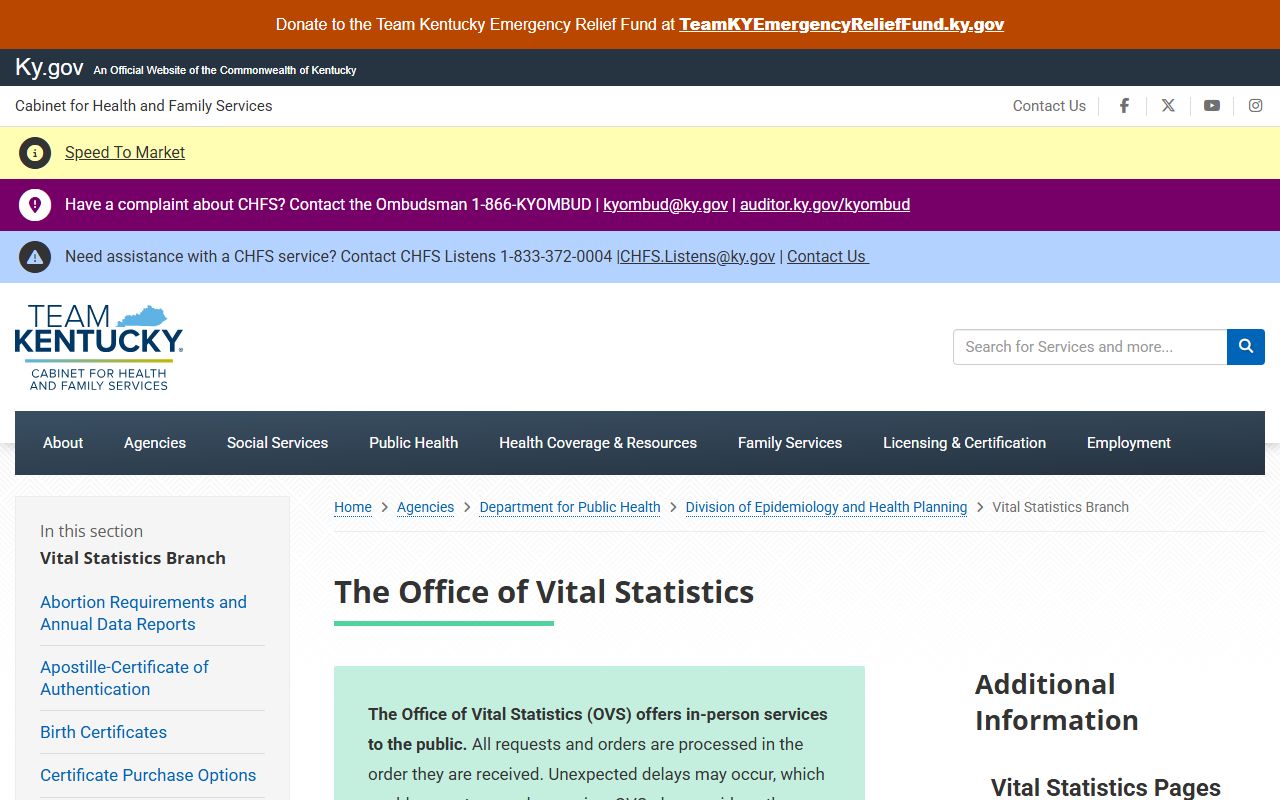 Nicholas County marriage divorce records Kentucky Office of Vital Statistics overview