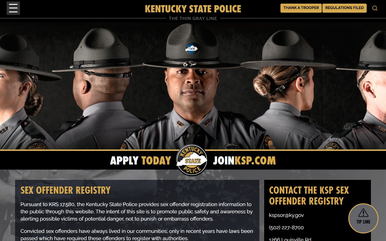 Nicholas County warrant records Kentucky State Police sex offender registry page